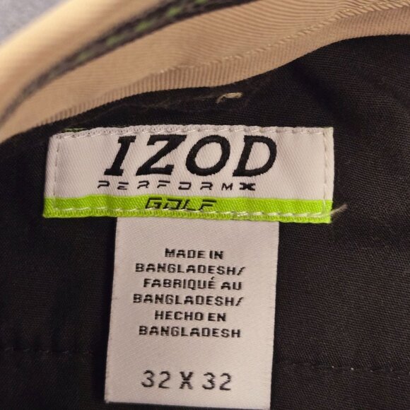 Izod Mens 32 Performance Golf Khaki Straight Leg Pants Tan Preppy Country Club - Picture 4 of 9